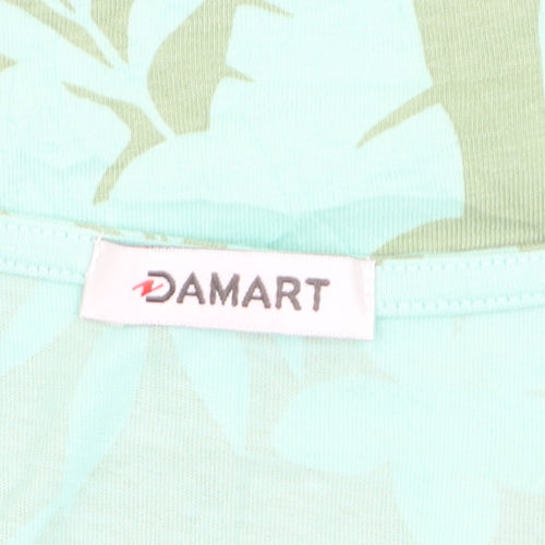 Damart Women's Green Floral Tropical Short Sleeve Cotton T-Shirt Size 18/20