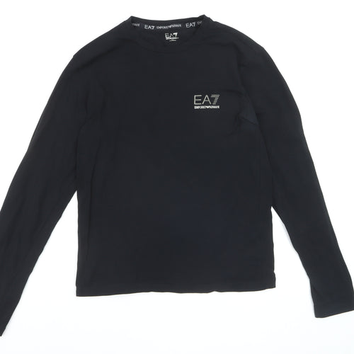 Emporio Armani EA7 Men's Black Long Sleeve Slim Fit Cotton Top Size S