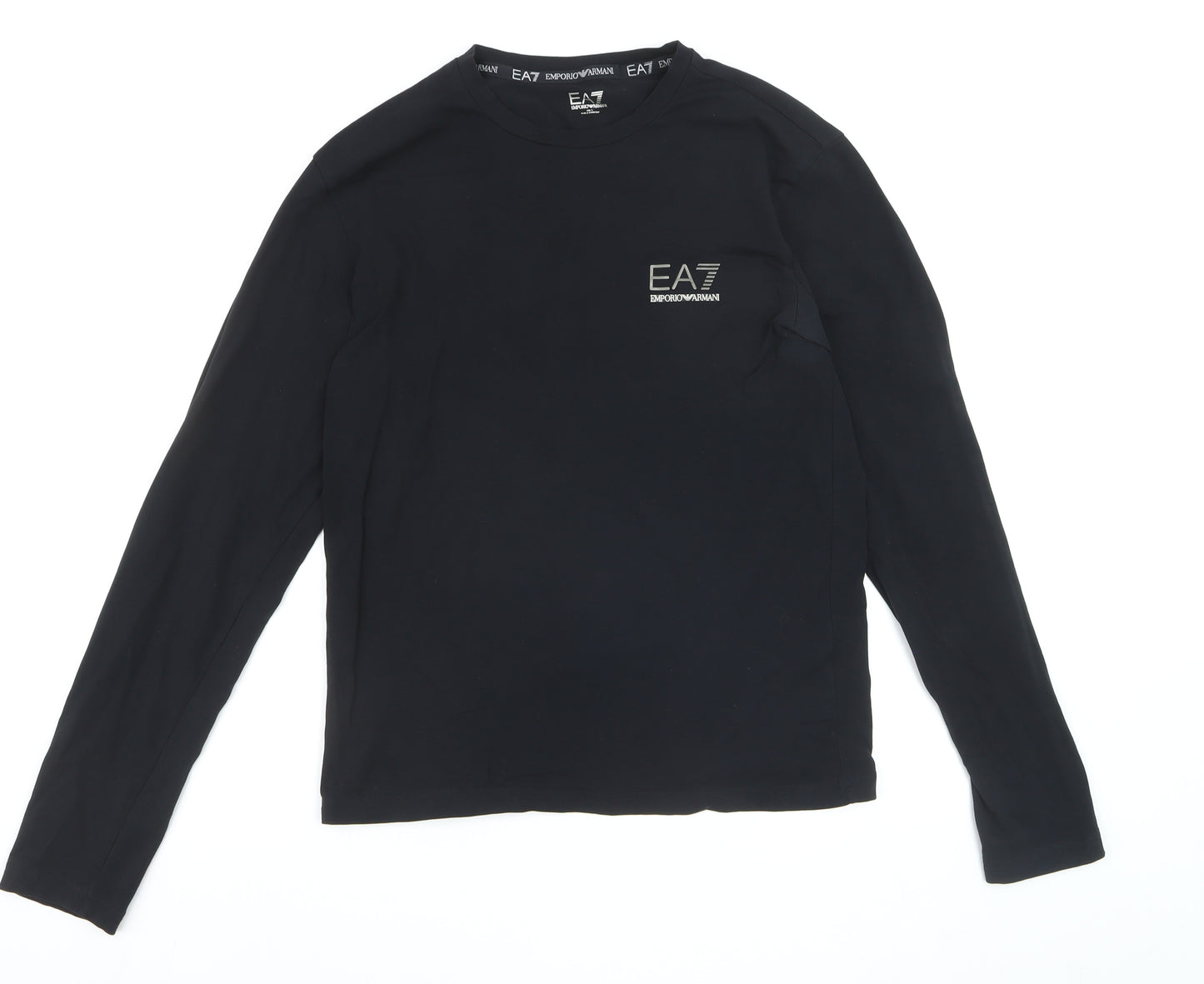 Emporio Armani EA7 Men's Black Long Sleeve Slim Fit Cotton Top Size S