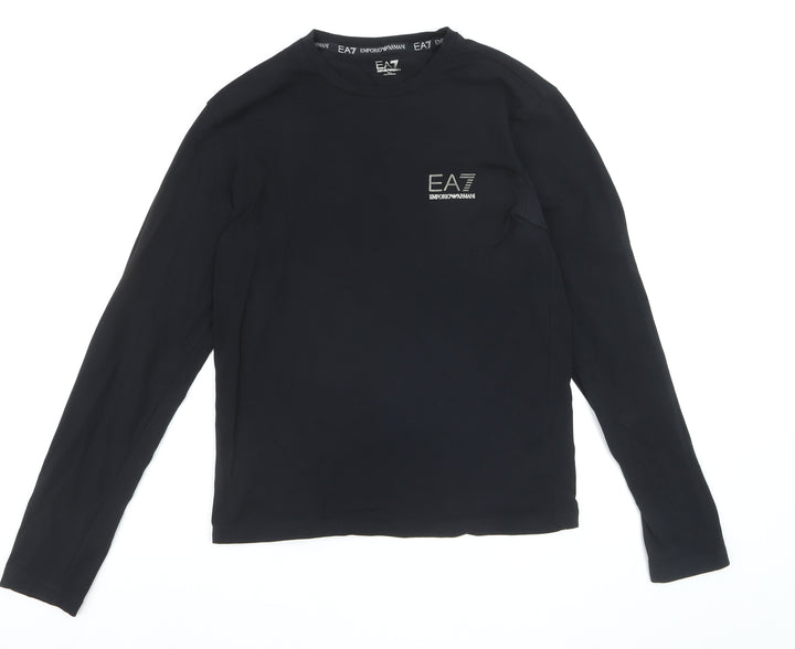 Emporio Armani EA7 Men's Black Long Sleeve Slim Fit Cotton Top Size S