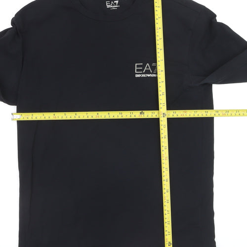 Emporio Armani EA7 Men's Black Long Sleeve Slim Fit Cotton Top Size S