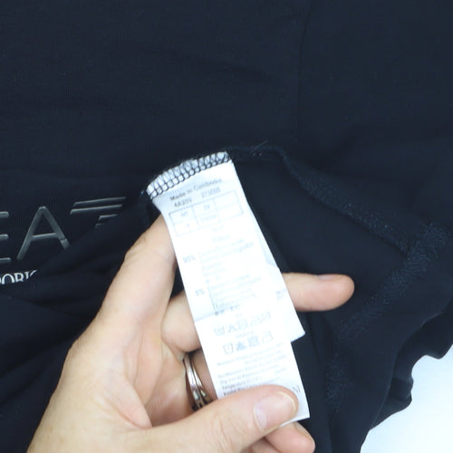 Emporio Armani EA7 Men's Black Long Sleeve Slim Fit Cotton Top Size S