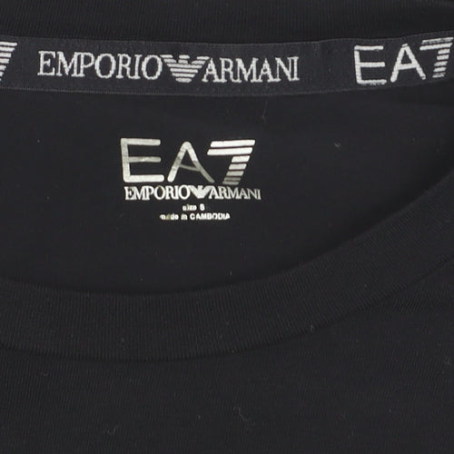 Emporio Armani EA7 Men's Black Long Sleeve Slim Fit Cotton Top Size S