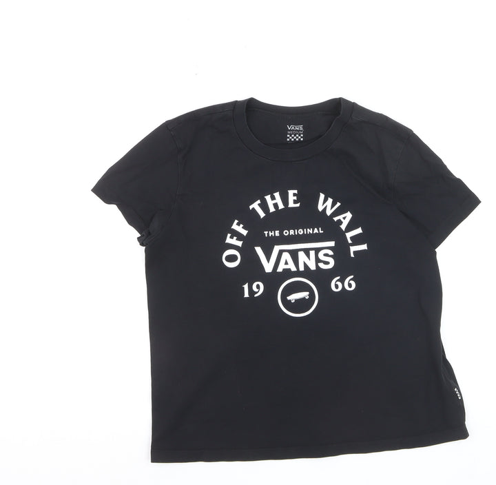 Vans Women’s Black Cotton Crew Neck Logo T-Shirt Size M