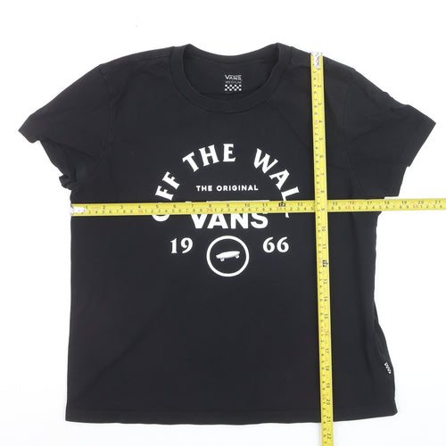 Vans Women’s Black Cotton Crew Neck Logo T-Shirt Size M