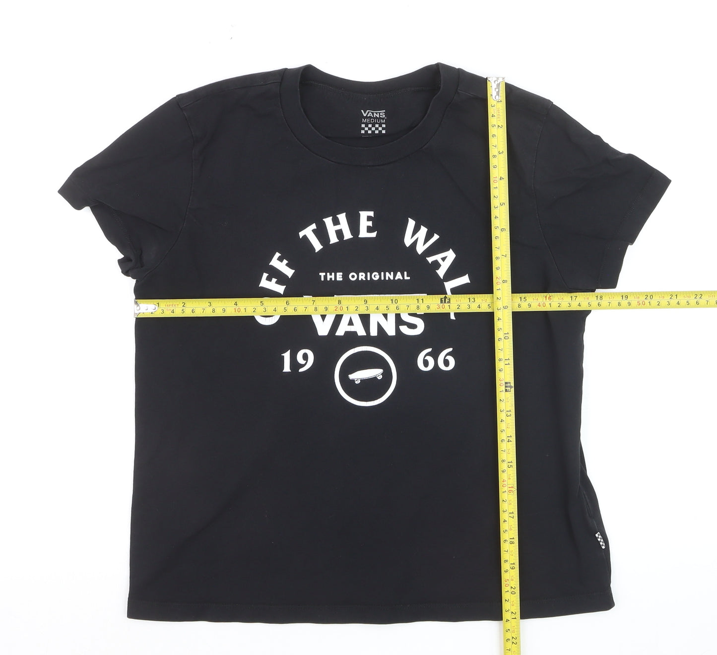 Vans Women’s Black Cotton Crew Neck Logo T-Shirt Size M