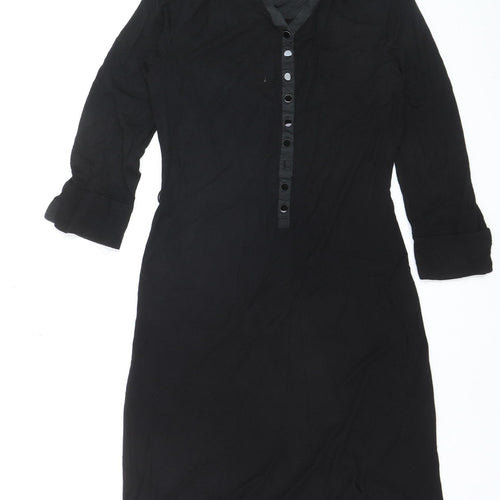 Hobbs Women’s Black V-Neck Shift Dress Size 10 Workwear Style