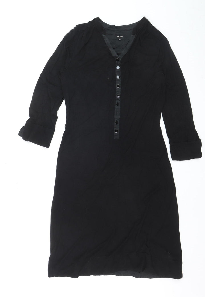 Hobbs Women’s Black V-Neck Shift Dress Size 10 Workwear Style