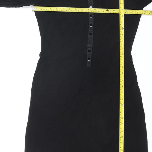 Hobbs Women’s Black V-Neck Shift Dress Size 10 Workwear Style