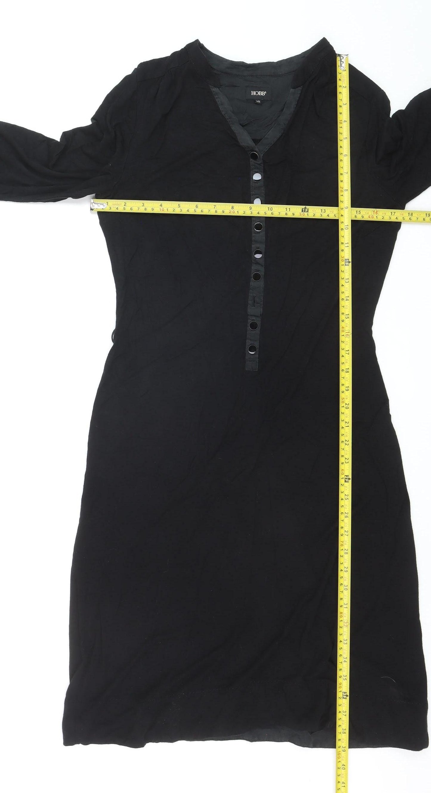 Hobbs Women’s Black V-Neck Shift Dress Size 10 Workwear Style