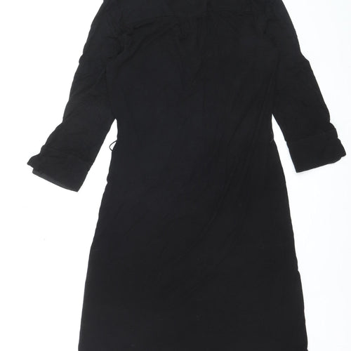 Hobbs Women’s Black V-Neck Shift Dress Size 10 Workwear Style