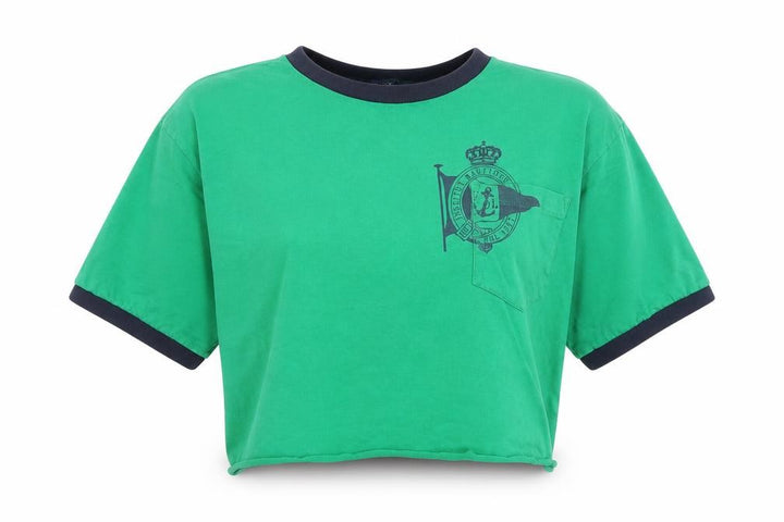 Ralph Lauren Womens Green Cropped T-Shirt XL Nautical Logo Top