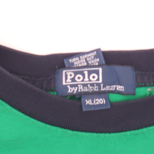 Ralph Lauren Womens Green Cropped T-Shirt XL Nautical Logo Top