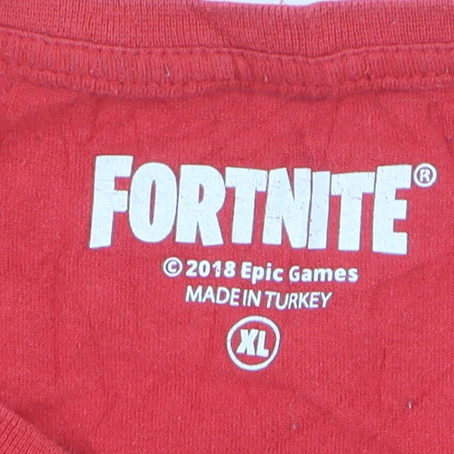 Fortnite Men’s Red XL Graphic Cotton T-Shirt Short Sleeve Crew Neck