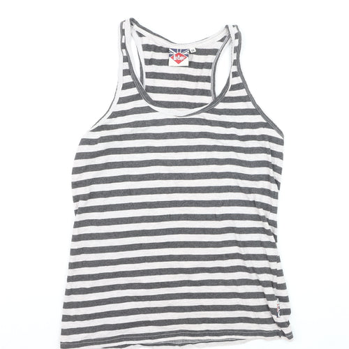 Lee Cooper Womens Grey Striped Racerback Tank Top Size 16