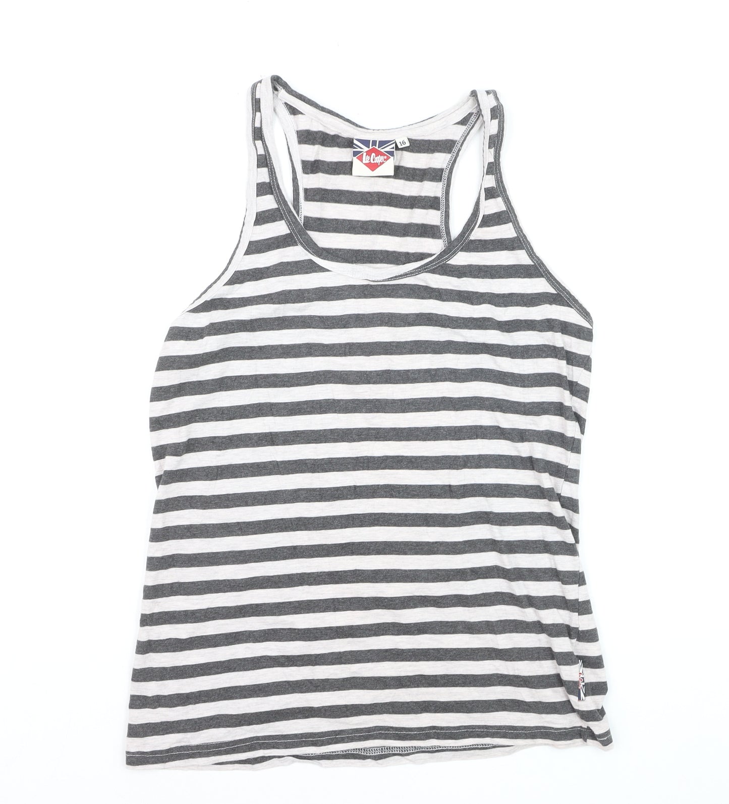 Lee Cooper Womens Grey Striped Racerback Tank Top Size 16