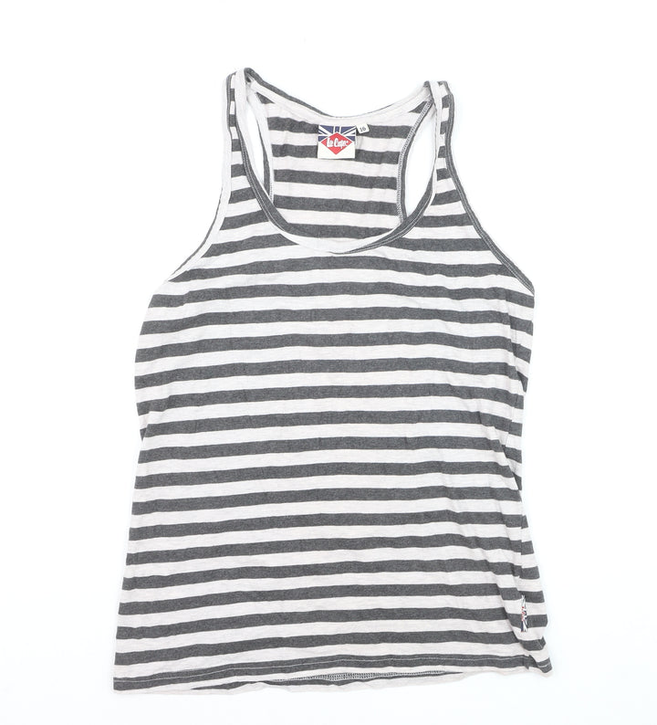 Lee Cooper Womens Grey Striped Racerback Tank Top Size 16