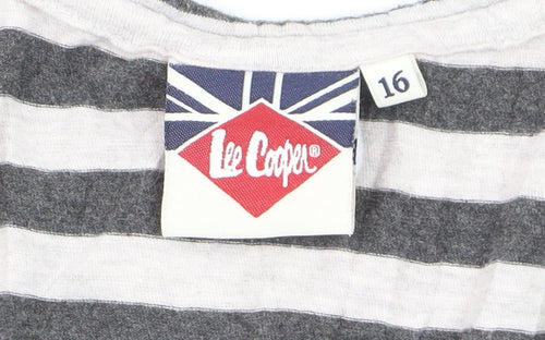 Lee Cooper Womens Grey Striped Racerback Tank Top Size 16