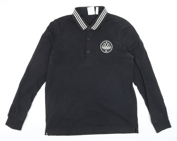 Adidas Spezial Men's Black Long Sleeve Polo Shirt Size M