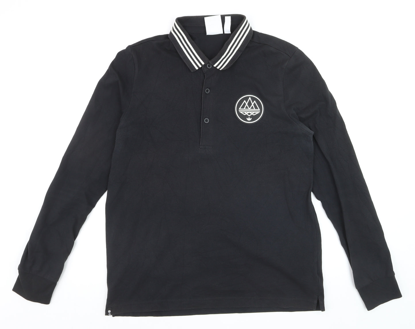 Adidas Spezial Men's Black Long Sleeve Polo Shirt Size M