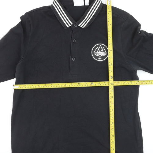 Adidas Spezial Men's Black Long Sleeve Polo Shirt Size M