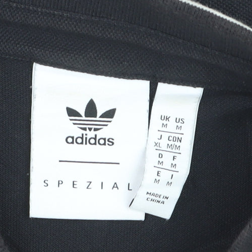 Adidas Spezial Men's Black Long Sleeve Polo Shirt Size M