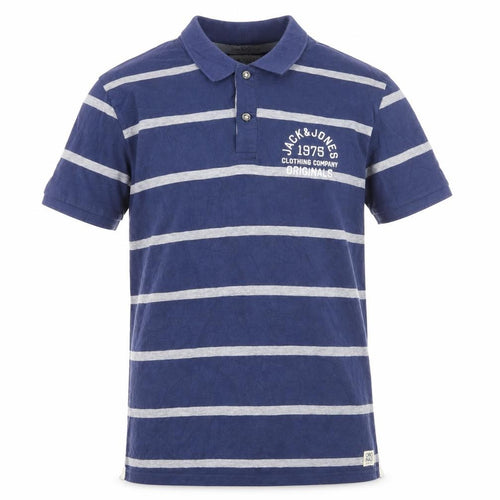 Jack & Jones Men's Blue Striped 2XL Polo Shirt Regular Fit