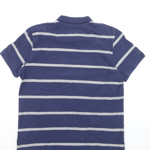 Jack & Jones Men's Blue Striped 2XL Polo Shirt Regular Fit