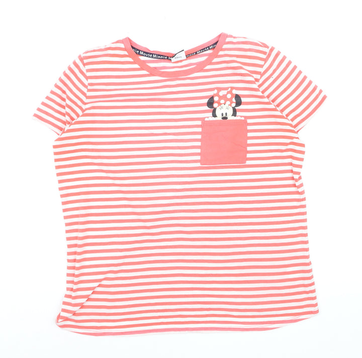 Disney at George Women Pink Striped Minnie Mouse T-Shirt Size 14