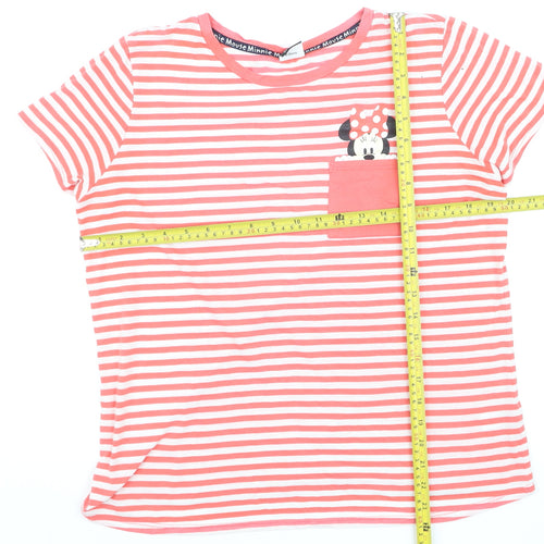 Disney at George Women Pink Striped Minnie Mouse T-Shirt Size 14