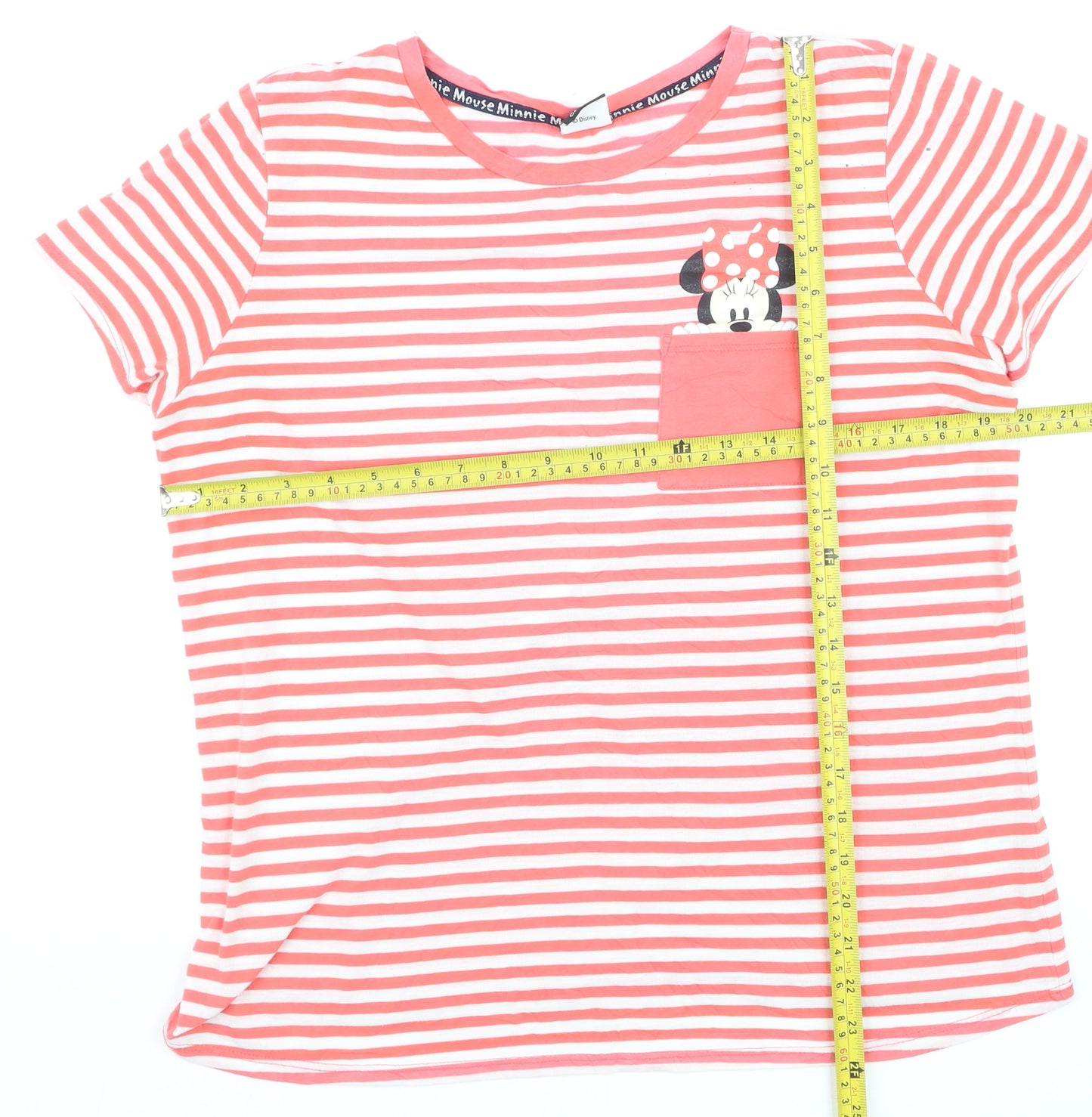 Disney at George Women Pink Striped Minnie Mouse T-Shirt Size 14