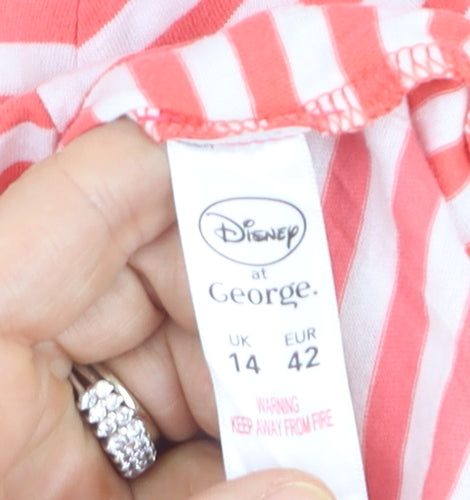 Disney at George Women Pink Striped Minnie Mouse T-Shirt Size 14