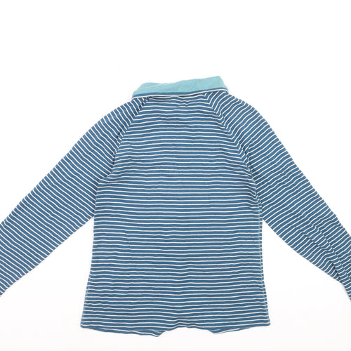 White Stuff Women's Blue Striped Long Sleeve Cotton Button-Up Shirt Size 14