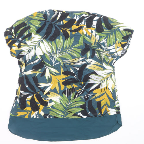 Marks and Spencer Per Una Womens Multicoloured Size 12 Floral Short Sleeve T-Shirt