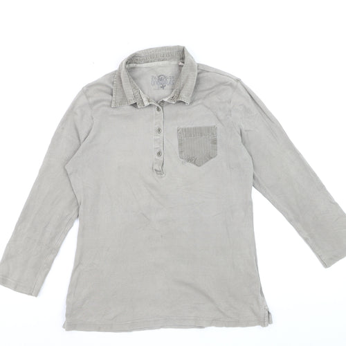 Fat Face Men's Grey 3/4 Sleeve Cotton Polo Shirt Size M