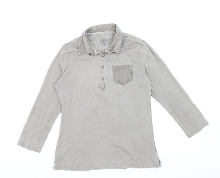 Fat Face Men's Grey 3/4 Sleeve Cotton Polo Shirt Size M
