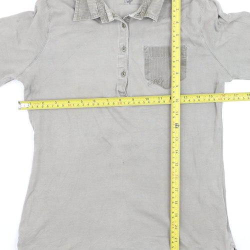 Fat Face Men's Grey 3/4 Sleeve Cotton Polo Shirt Size M