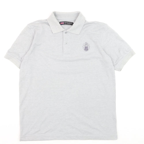 John Langford Men’s Grey Cotton Short Sleeve Polo Shirt L