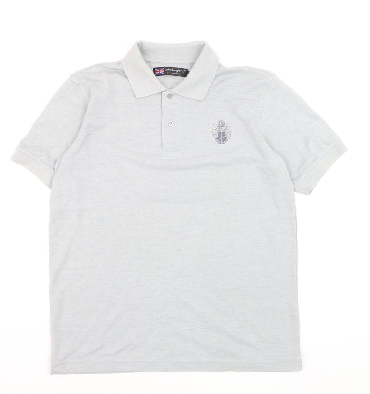 John Langford Men’s Grey Cotton Short Sleeve Polo Shirt L
