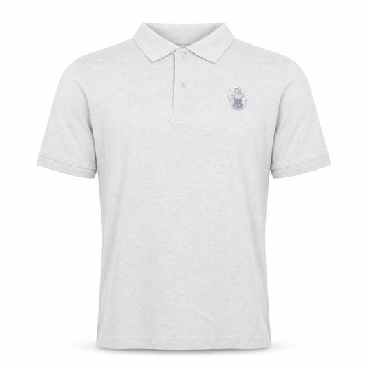 Front view of John Langford Men’s Grey Cotton Short Sleeve Polo Shirt L