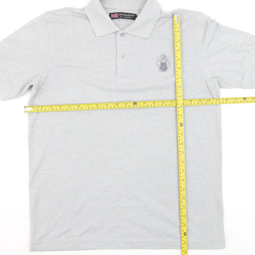 John Langford Men’s Grey Cotton Short Sleeve Polo Shirt L