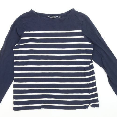 Regatta Women's Blue Striped Long Sleeve Cotton T-Shirt Size 20