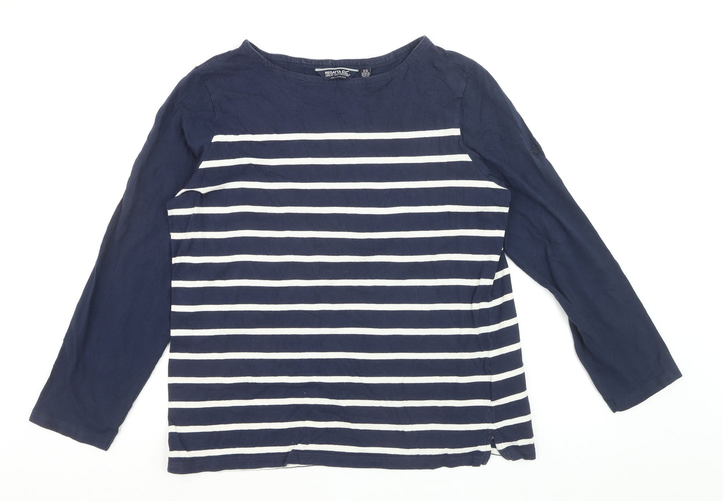 Regatta Women's Blue Striped Long Sleeve Cotton T-Shirt Size 20