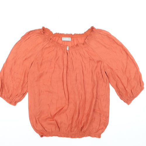 Wallis Women’s Orange Off Shoulder 3/4 Sleeve Peasant Blouse M