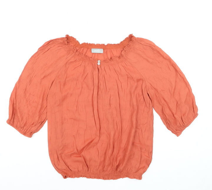 Wallis Women’s Orange Off Shoulder 3/4 Sleeve Peasant Blouse M