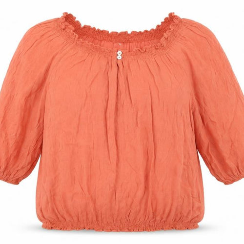Wallis Women’s Orange Off Shoulder 3/4 Sleeve Peasant Blouse M