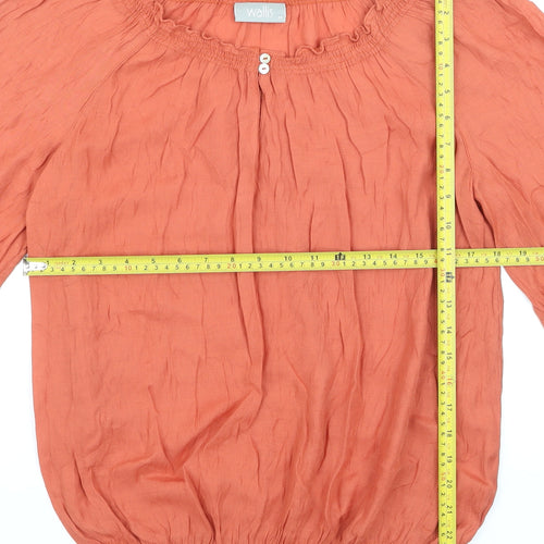Wallis Women’s Orange Off Shoulder 3/4 Sleeve Peasant Blouse M