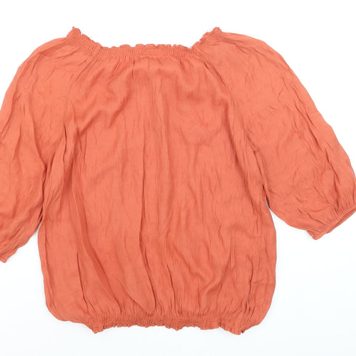 Wallis Women’s Orange Off Shoulder 3/4 Sleeve Peasant Blouse M