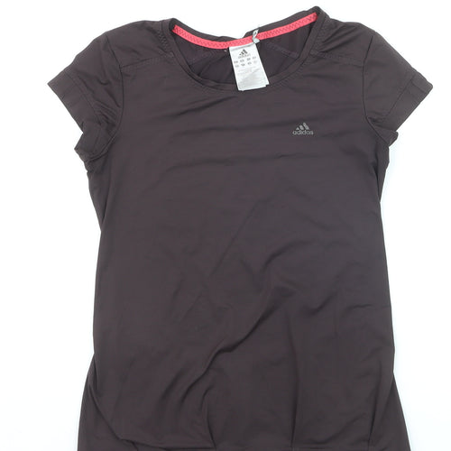 Adidas Womens Black Short Sleeve Slim Fit Sports T-Shirt Size 10