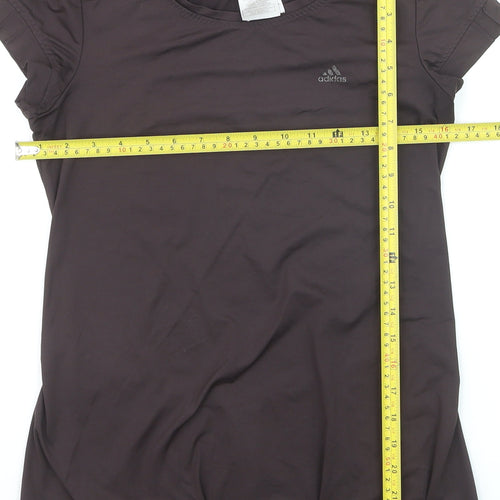 Adidas Womens Black Short Sleeve Slim Fit Sports T-Shirt Size 10